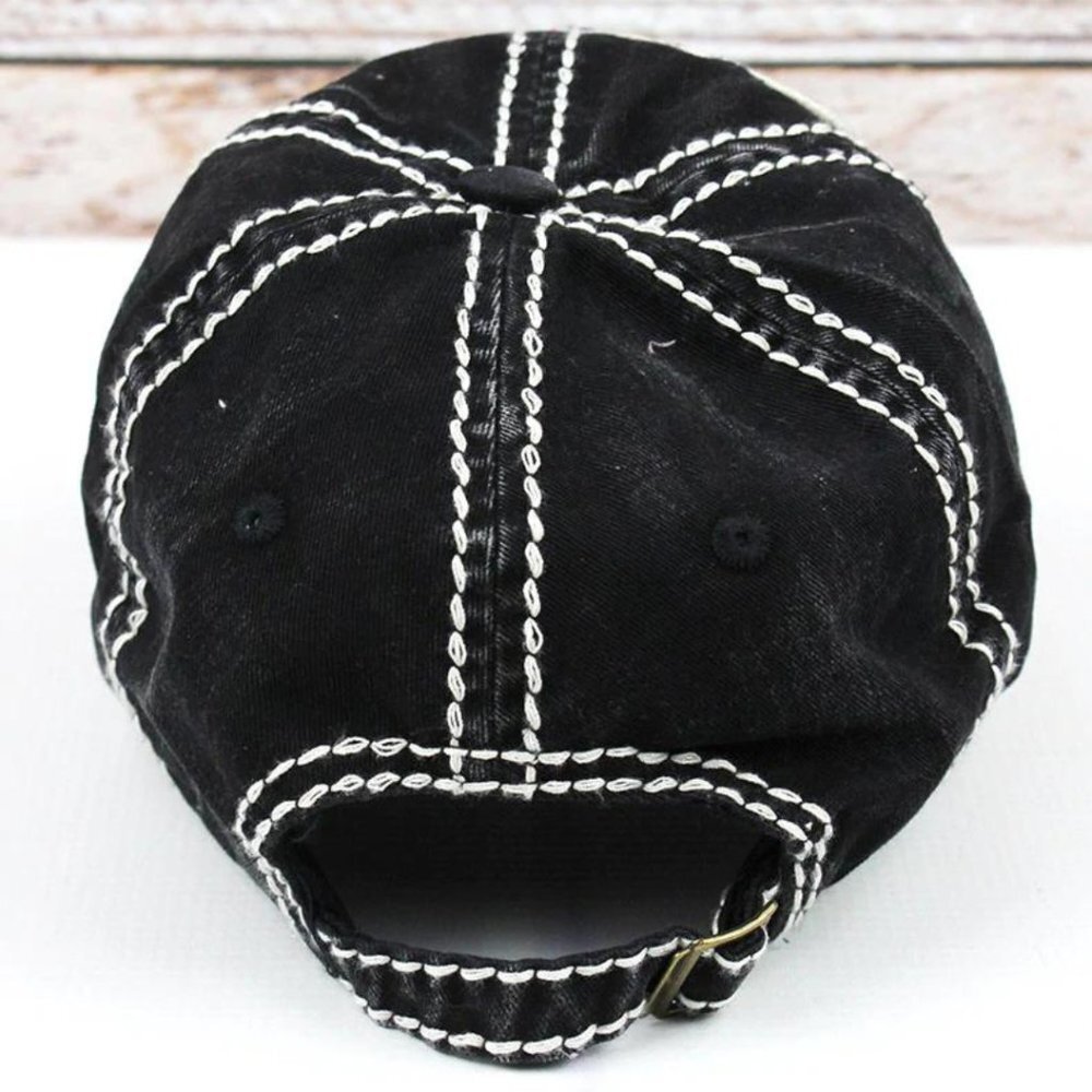 KBETHOS American Flag Americana Black Distressed Ball Cap Hat NWT - Picture 3 of 3